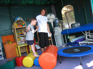 Kirill is much more coordinated after dolphin therapy